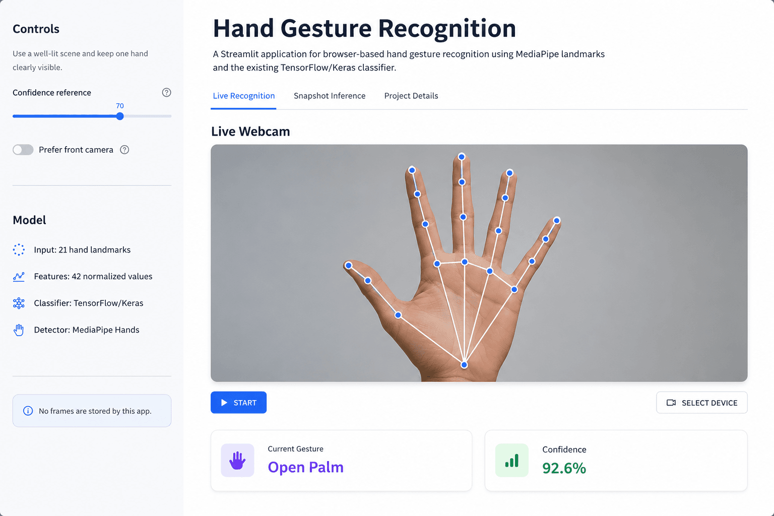 Hand gesture recognition project screenshot